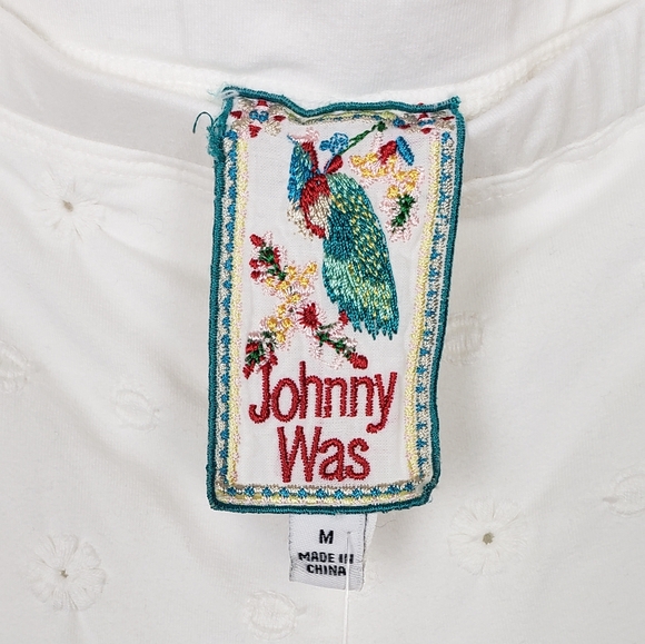 Johnny Was White Eyelet Levi Legging Pant Pull On Stretchy Waist Medium - Picture 4 of 5